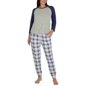 Eddie Bauer Women's S Pajamas Set Blue Plaid Pants & Top  M0784